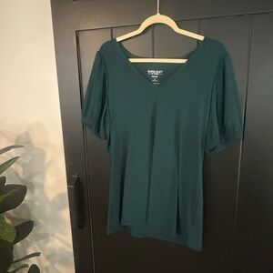 Teal puff sleeve top